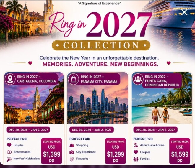 Ring in 2027 Collection featuring Cartagena, Panama City and Punta Cana